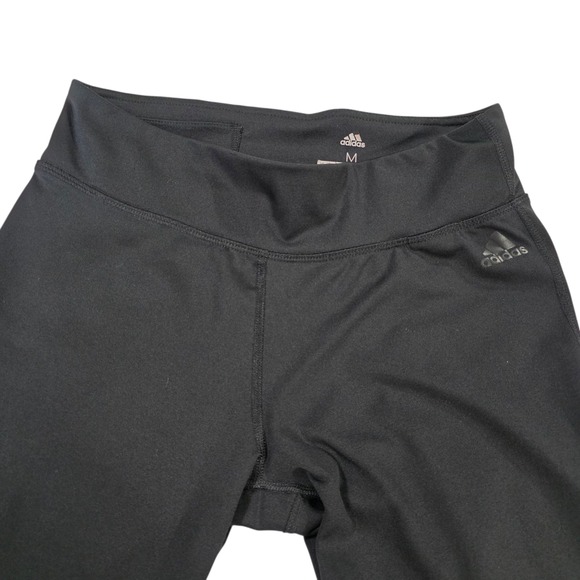 Adidas Ankle Leggings Womens Black M Climalite Low Rise Stretch Logo Script - Picture 3 of 8